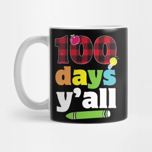 100 days y'all funny red plaid 100th day of school gift for students and teachers Mug